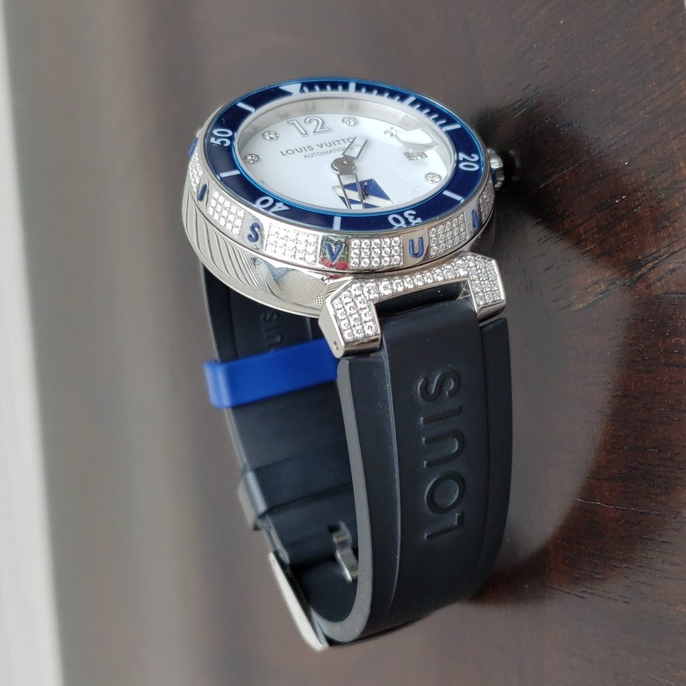 LOUIS VUITTON TAMBOUR DIVING AUTOMATIC DIAMOND BEZEL UNISEX WATCH - Picture 7 of 15